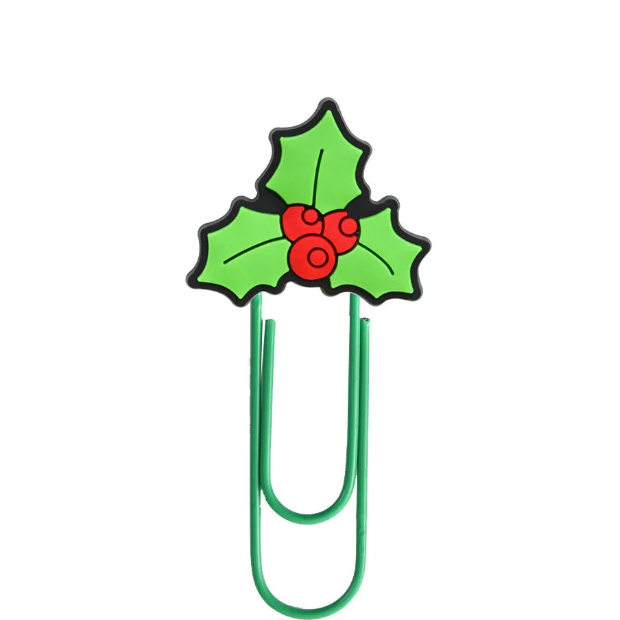 Christmas Colorful Cartoon Silicone Paperclip Bookmark | Holiday Bead for DIY Seasonal Bracelet & Gift Craft