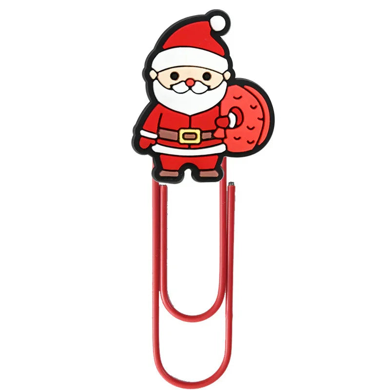 Christmas Colorful Cartoon Silicone Paperclip Bookmark | Holiday Bead for DIY Seasonal Bracelet & Gift Craft