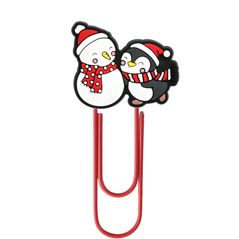 Christmas Colorful Cartoon Silicone Paperclip Bookmark | Holiday Bead for DIY Seasonal Bracelet & Gift Craft