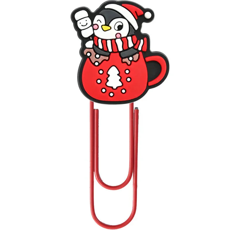 Christmas Colorful Cartoon Silicone Paperclip Bookmark | Holiday Bead for DIY Seasonal Bracelet & Gift Craft