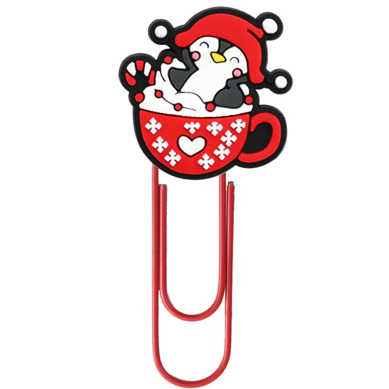 Christmas Colorful Cartoon Silicone Paperclip Bookmark | Holiday Bead for DIY Seasonal Bracelet & Gift Craft