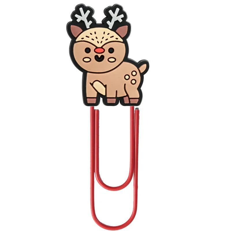 Christmas Colorful Cartoon Silicone Paperclip Bookmark | Holiday Bead for DIY Seasonal Bracelet & Gift Craft
