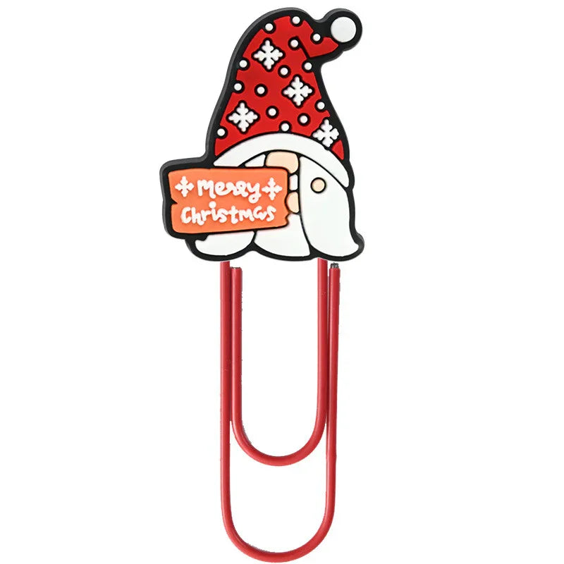 Christmas Colorful Cartoon Silicone Paperclip Bookmark | Holiday Bead for DIY Seasonal Bracelet & Gift Craft