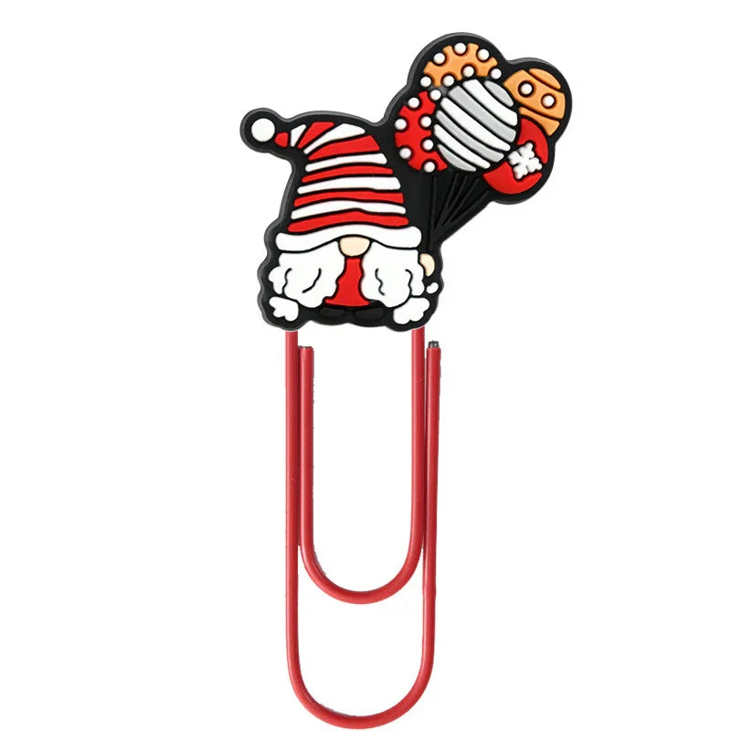 Christmas Colorful Cartoon Silicone Paperclip Bookmark | Holiday Bead for DIY Seasonal Bracelet & Gift Craft