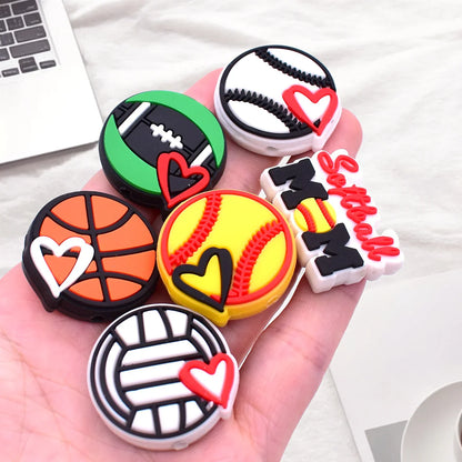 Ball Cartoon Beads Double-sided Pattern 3D Silicone Focus Beads