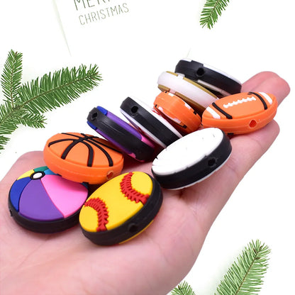 Ball Cartoon Beads Double-sided Pattern 3D Silicone Focus Beads