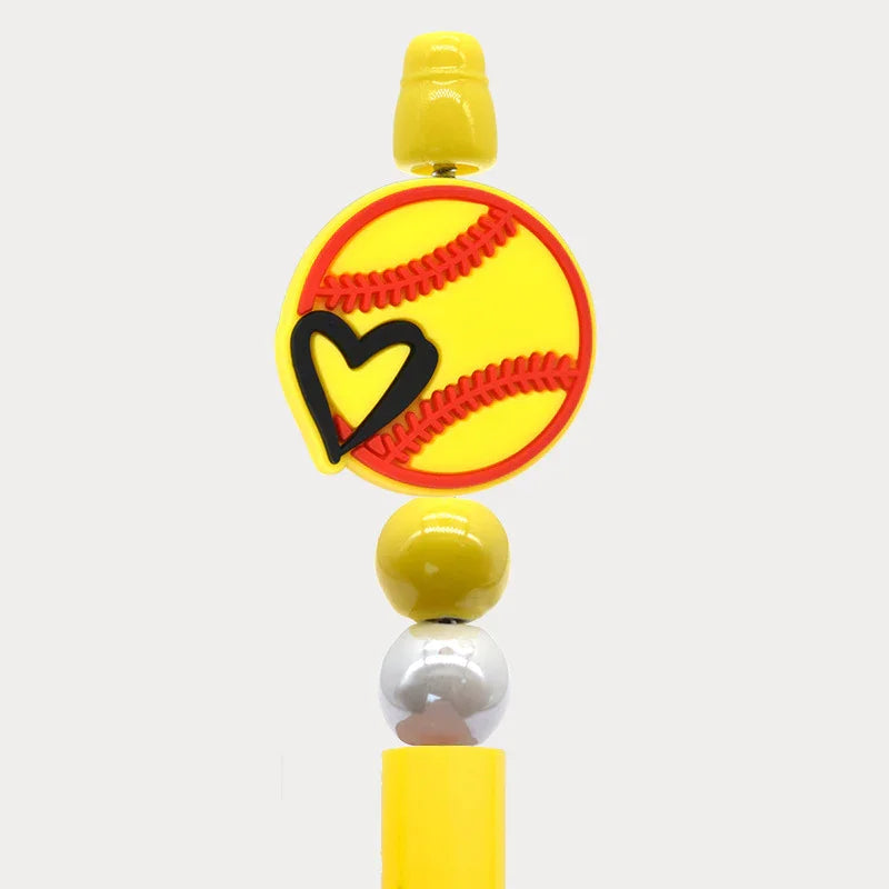 Ball Cartoon Beads Double-sided Pattern 3D Silicone Focus Beads