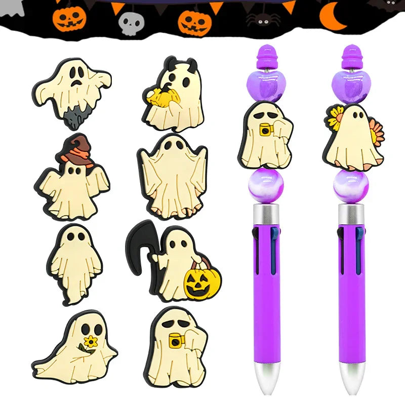 Halloween White Ghost Silicone focal beads