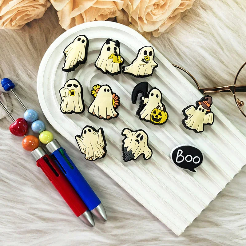 Halloween White Ghost Silicone focal beads