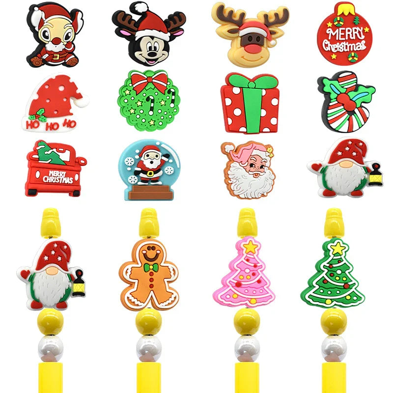Christmas Pen Beaded Party Decoration Silicone Centerpiece Beads（no pen） | Silicone Focal Bead for DIY Keychain & Pen Wrap