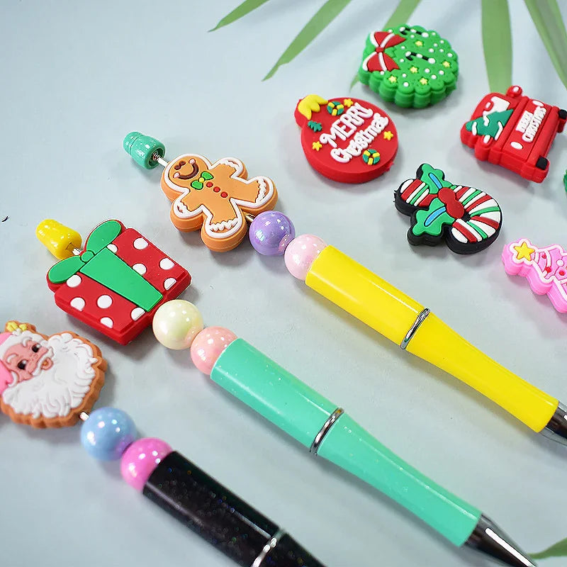 Christmas Pen Beaded Party Decoration Silicone Centerpiece Beads（no pen） | Silicone Focal Bead for DIY Keychain & Pen Wrap