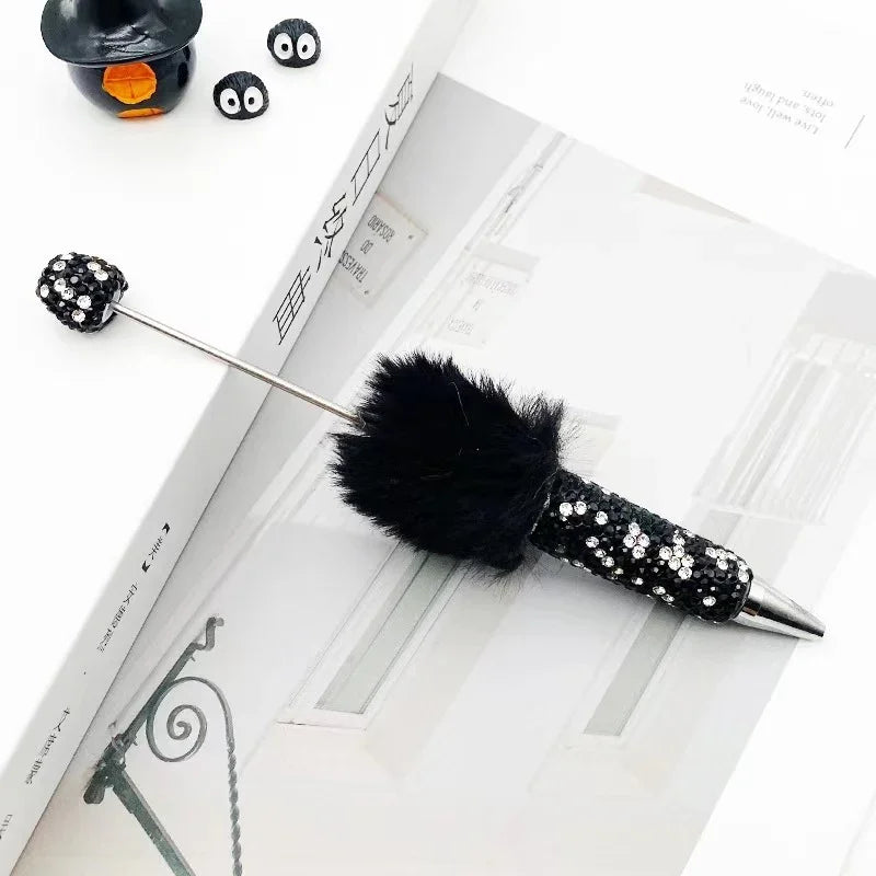 DIY Leopard Print Plush Diamond Beaded Pen | DIY Beadable Pen Craft Gift Idea