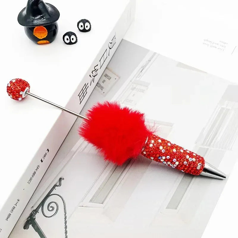 DIY Leopard Print Plush Diamond Beaded Pen | DIY Beadable Pen Craft Gift Idea