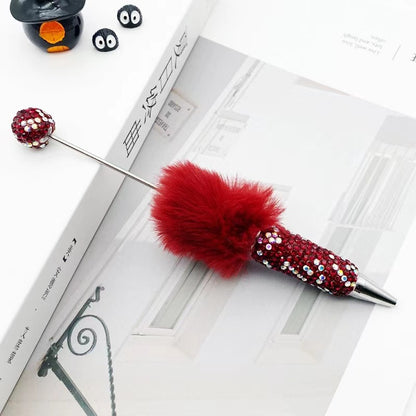 DIY Leopard Print Plush Diamond Beaded Pen