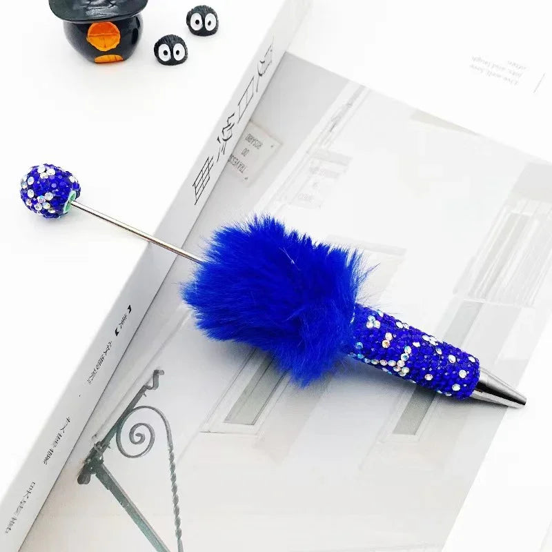 DIY Leopard Print Plush Diamond Beaded Pen | DIY Beadable Pen Craft Gift Idea