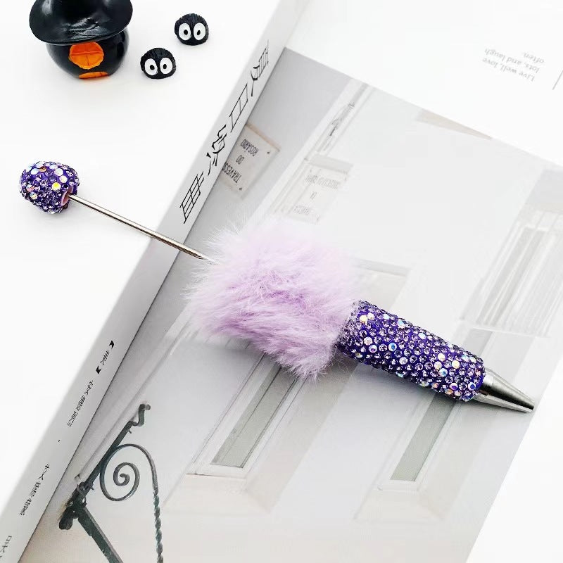 DIY Leopard Print Plush Diamond Beaded Pen