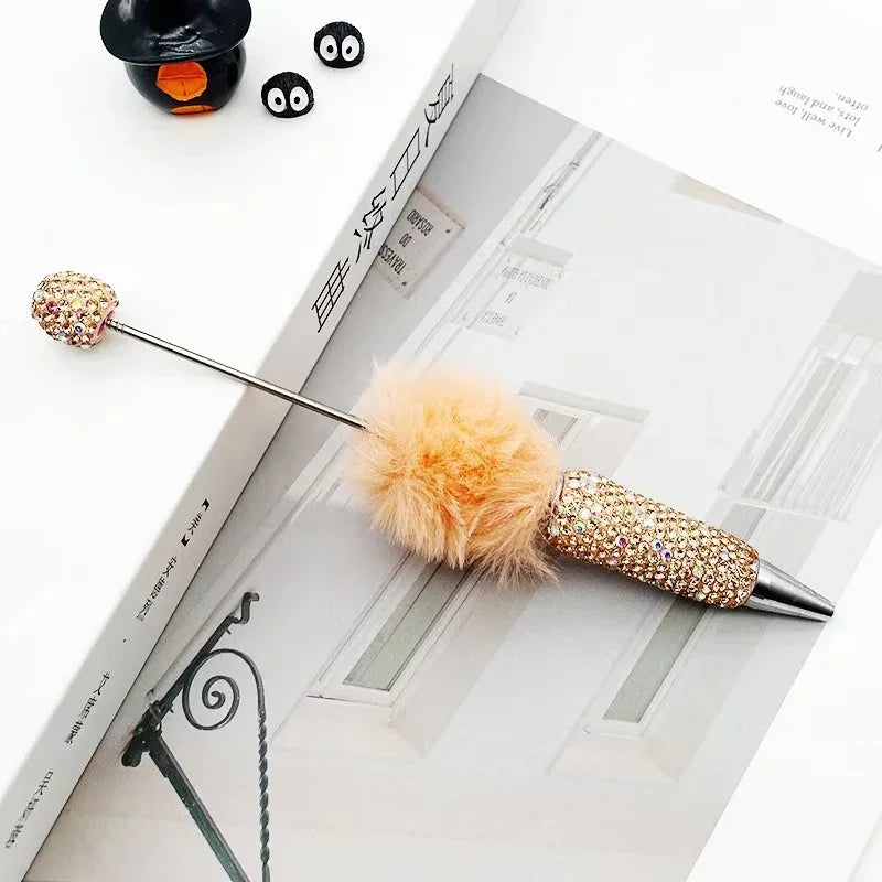DIY Leopard Print Plush Diamond Beaded Pen | DIY Beadable Pen Craft Gift Idea