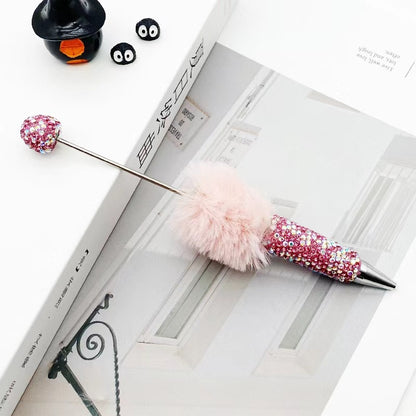 DIY Leopard Print Plush Diamond Beaded Pen