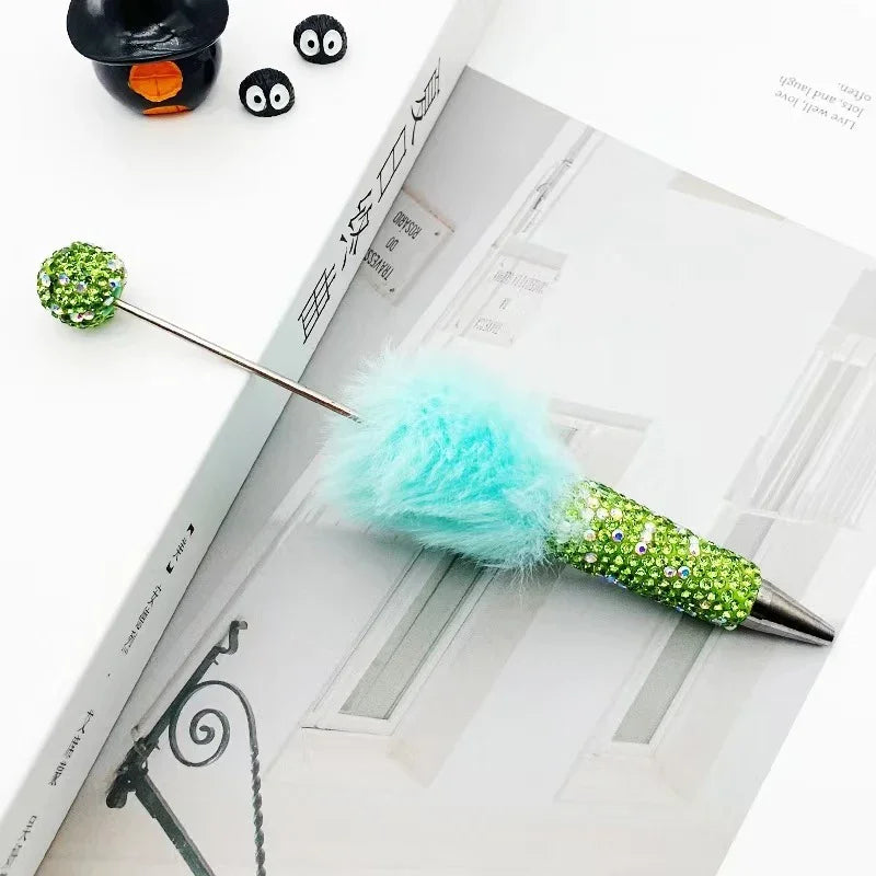DIY Leopard Print Plush Diamond Beaded Pen | DIY Beadable Pen Craft Gift Idea