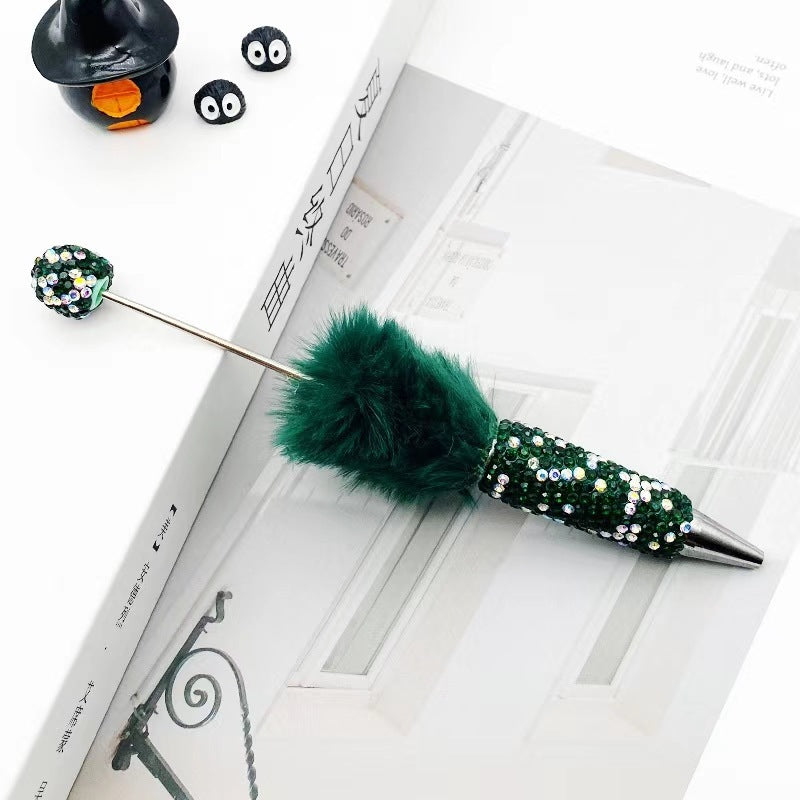 DIY Leopard Print Plush Diamond Beaded Pen