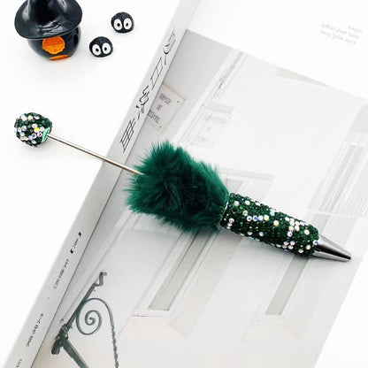 DIY Leopard Print Plush Diamond Beaded Pen