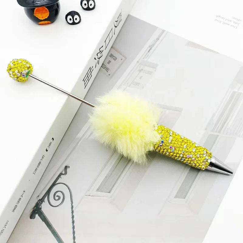 DIY Leopard Print Plush Diamond Beaded Pen | DIY Beadable Pen Craft Gift Idea