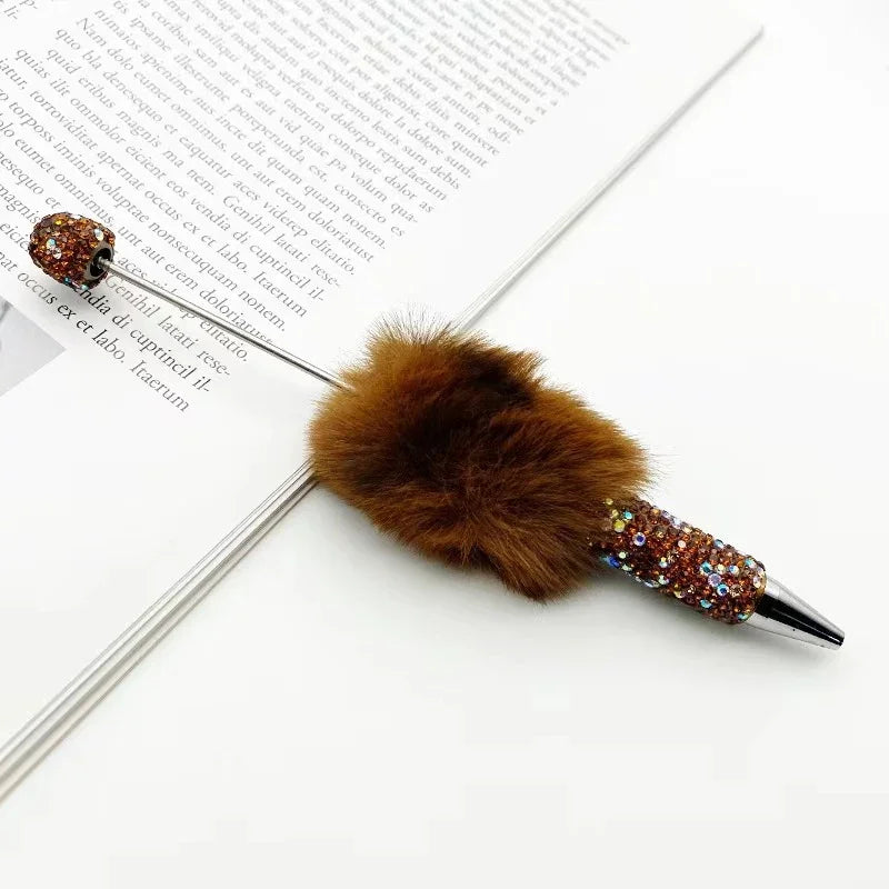 DIY Leopard Print Plush Diamond Beaded Pen | DIY Beadable Pen Craft Gift Idea