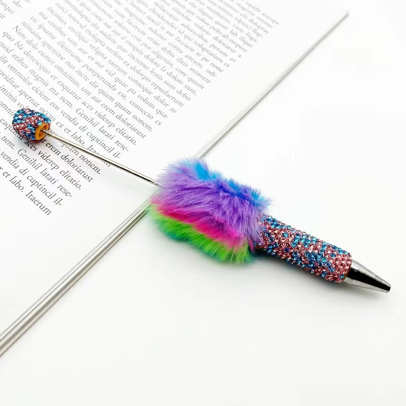 DIY Leopard Print Plush Diamond Beaded Pen