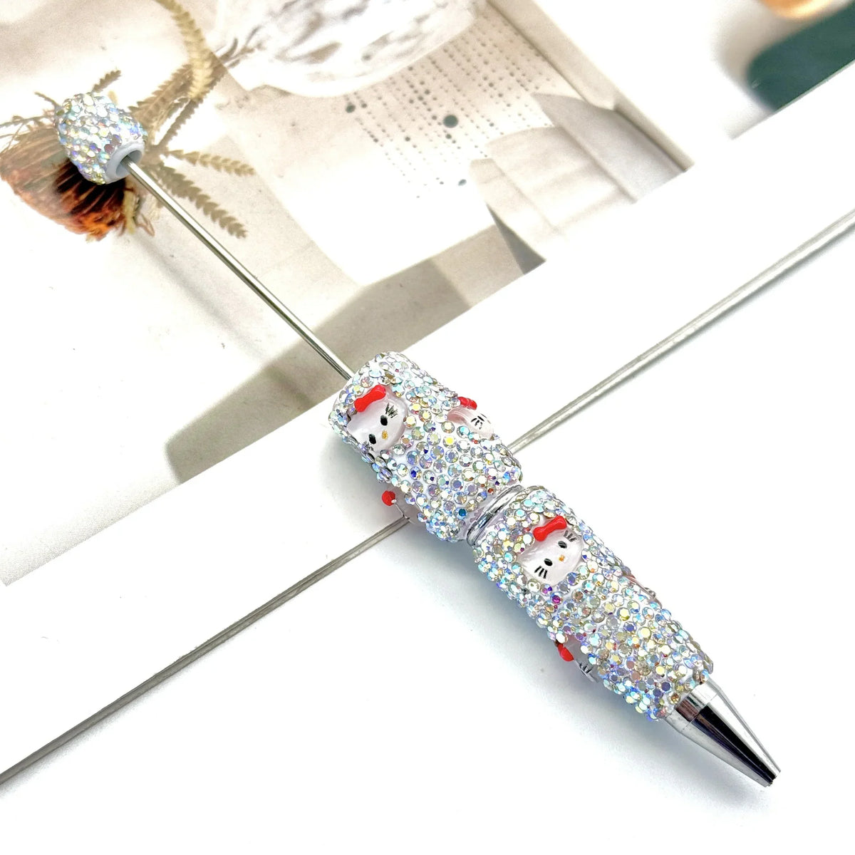 Cartoon Diamond Bead Pen Coulomi SpongeBob SquarePants KT Cat | DIY Beadable Pen Craft Gift Idea