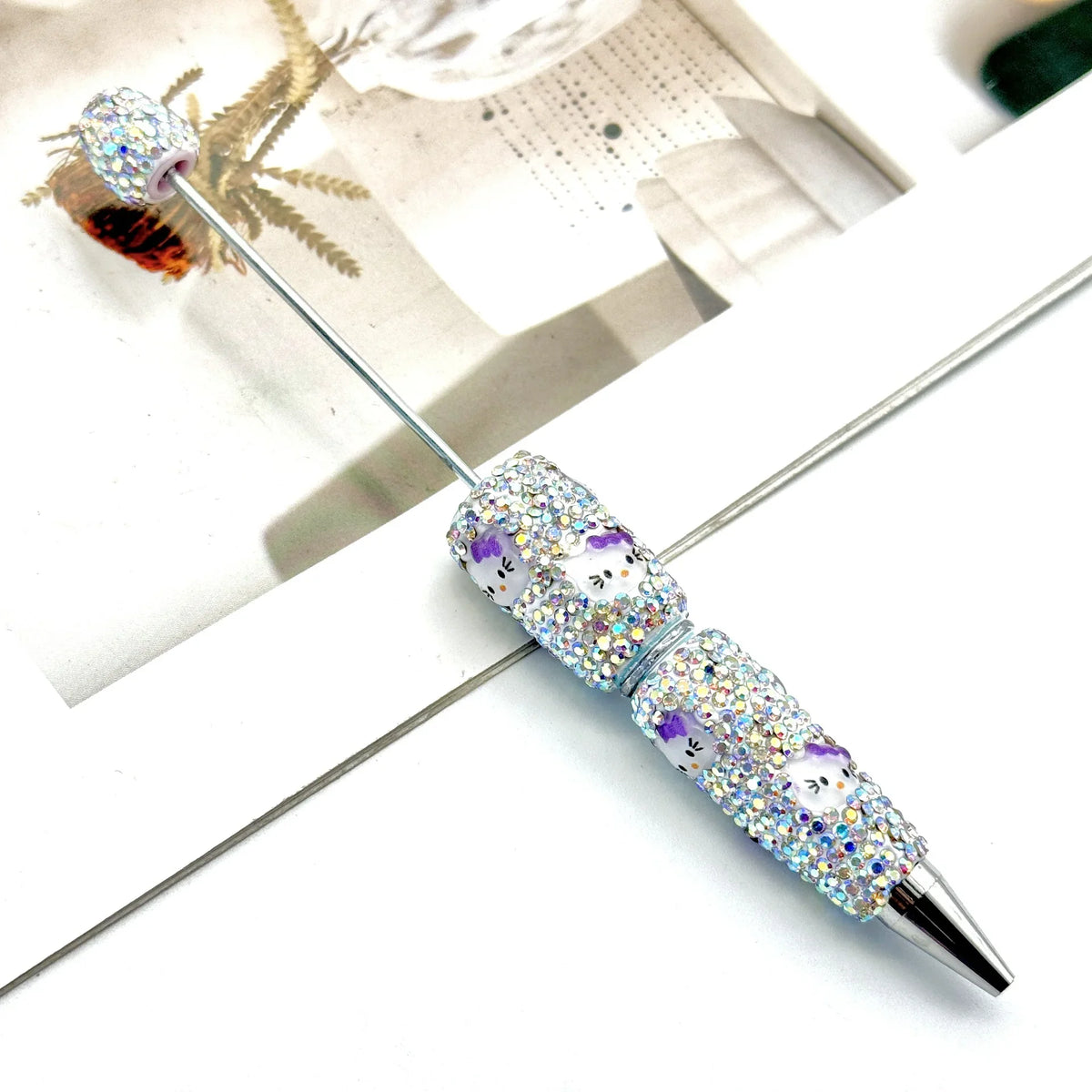 Cartoon Diamond Bead Pen Coulomi SpongeBob SquarePants KT Cat | DIY Beadable Pen Craft Gift Idea