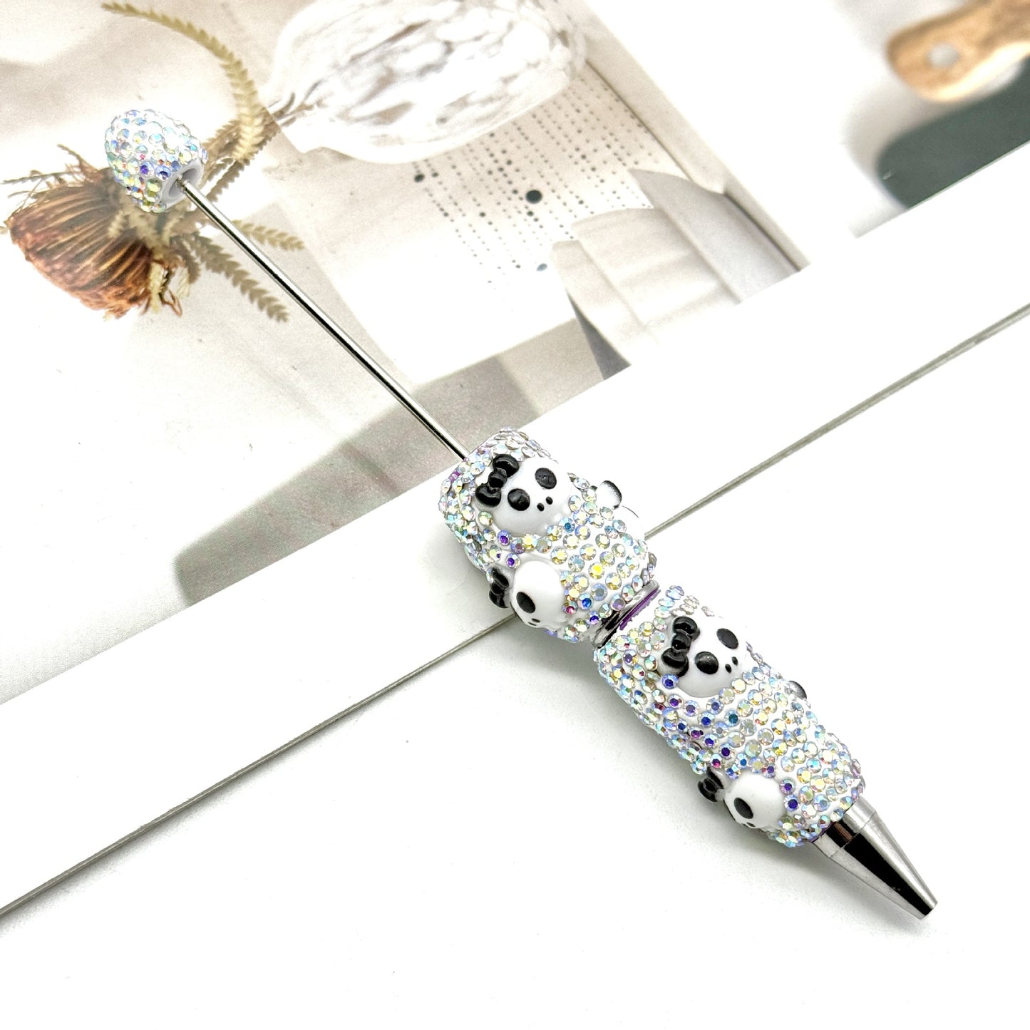 Halloween Pumpkin Beaded Pen Covered with Diamonds and Accessories