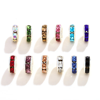 (100PCS/2mm diameter)Colored Diamond Ring Spacer Beads Loose Beads Beaded Diamond Spacer Wheel Rim