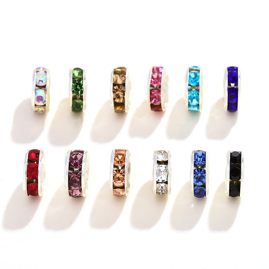 (100PCS/2mm diameter)Colored Diamond Ring Spacer Beads Loose Beads Beaded Diamond Spacer Wheel Rim