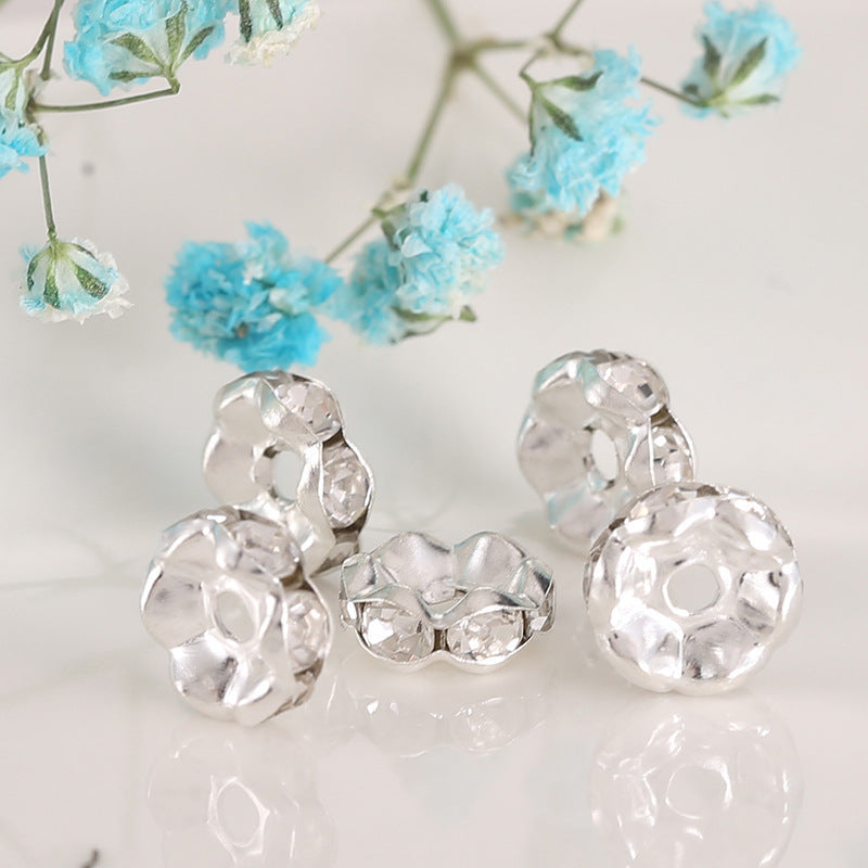 (100PCS/2mm diameter)Colored Diamond Ring Spacer Beads Loose Beads Beaded Diamond Spacer Wheel Rim
