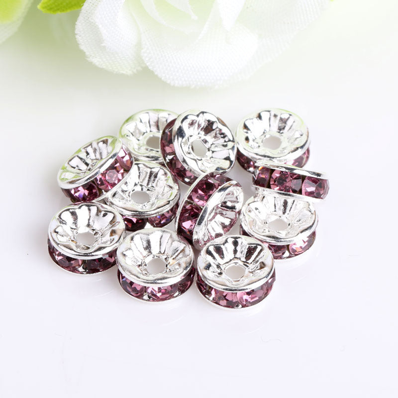 (100PCS/2mm diameter)Colored Diamond Ring Spacer Beads Loose Beads Beaded Diamond Spacer Wheel Rim