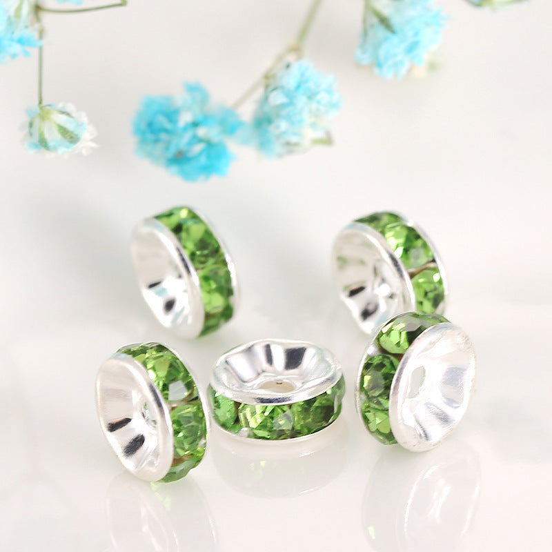(100PCS/2mm diameter)Colored Diamond Ring Spacer Beads Loose Beads Beaded Diamond Spacer Wheel Rim