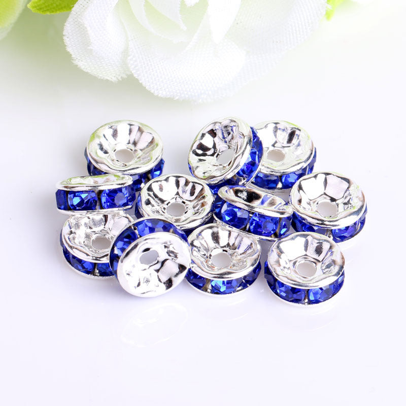 (100PCS/2mm diameter)Colored Diamond Ring Spacer Beads Loose Beads Beaded Diamond Spacer Wheel Rim