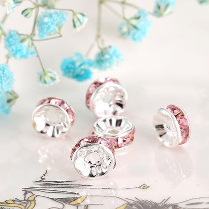 (100PCS/2mm diameter)Colored Diamond Ring Spacer Beads Loose Beads Beaded Diamond Spacer Wheel Rim