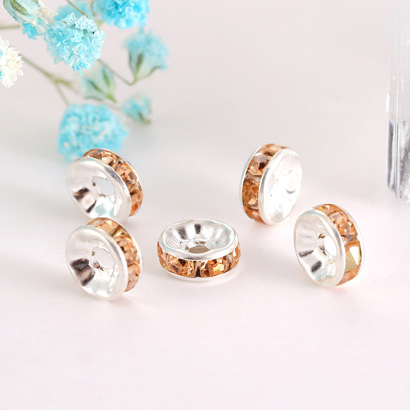 (100PCS/2mm diameter)Colored Diamond Ring Spacer Beads Loose Beads Beaded Diamond Spacer Wheel Rim