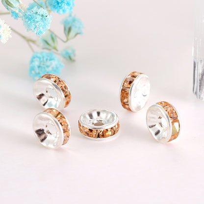 (100PCS/2mm diameter)Colored Diamond Ring Spacer Beads Loose Beads Beaded Diamond Spacer Wheel Rim