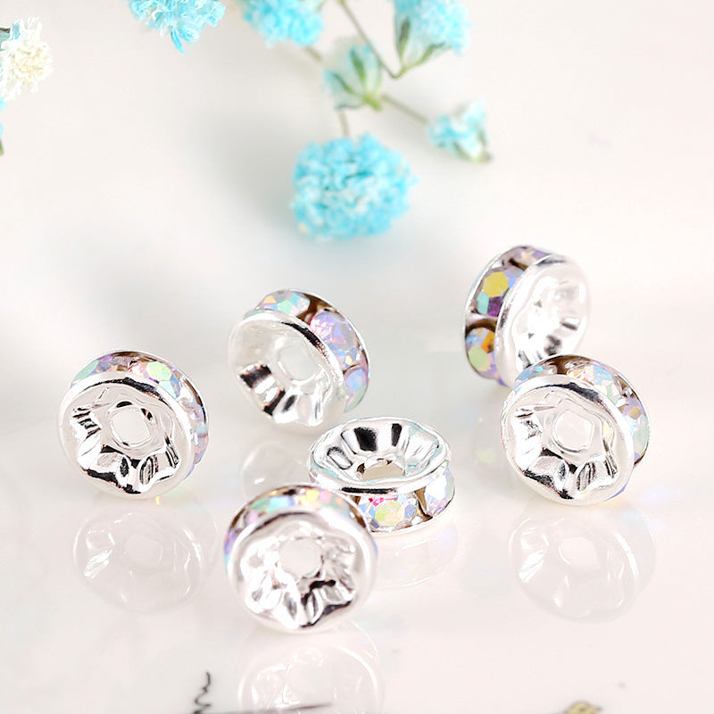 (100PCS/2mm diameter)Colored Diamond Ring Spacer Beads Loose Beads Beaded Diamond Spacer Wheel Rim