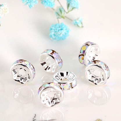(100PCS/2mm diameter)Colored Diamond Ring Spacer Beads Loose Beads Beaded Diamond Spacer Wheel Rim