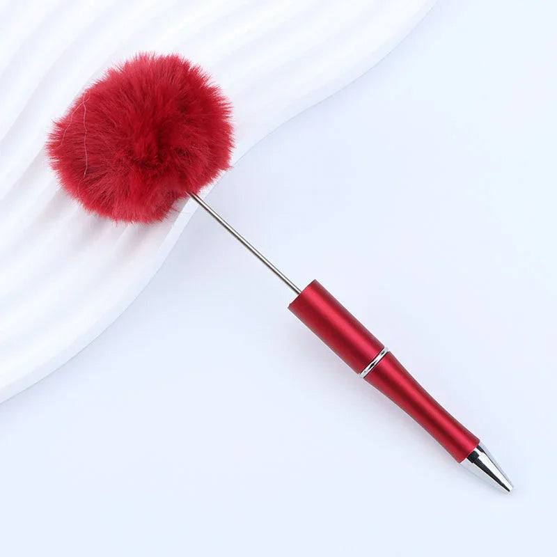 Long hair ball bead pen ins macaron color furry rotating ballpoint pen | DIY Beadable Pen Craft Gift Idea