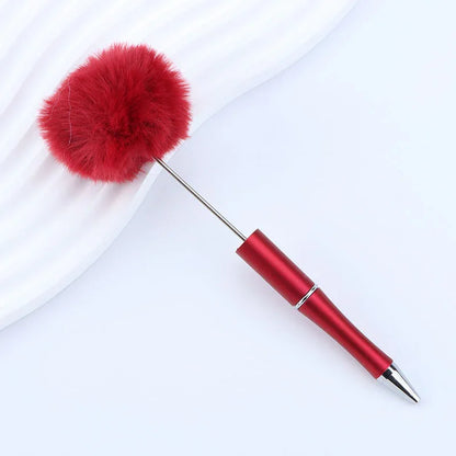 Long hair ball bead pen ins macaron color furry rotating ballpoint pen