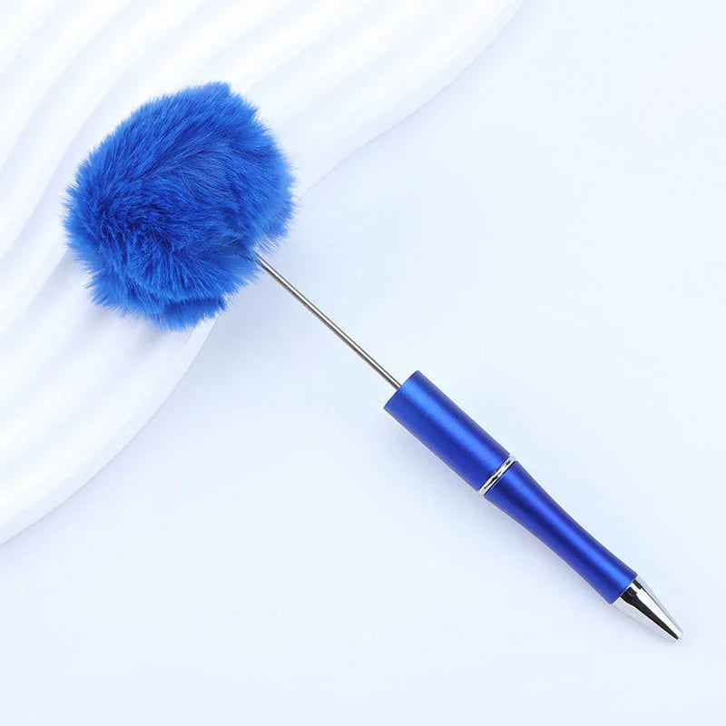 Long hair ball bead pen ins macaron color furry rotating ballpoint pen | DIY Beadable Pen Craft Gift Idea