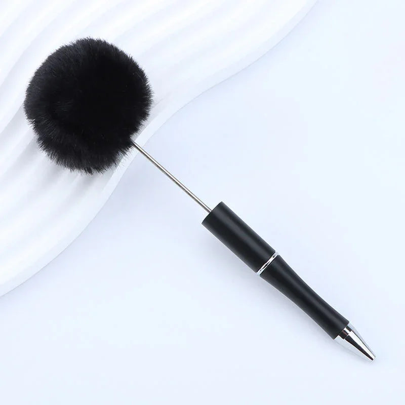 Long hair ball bead pen ins macaron color furry rotating ballpoint pen | DIY Beadable Pen Craft Gift Idea