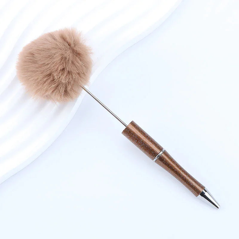 Long hair ball bead pen ins macaron color furry rotating ballpoint pen | DIY Beadable Pen Craft Gift Idea