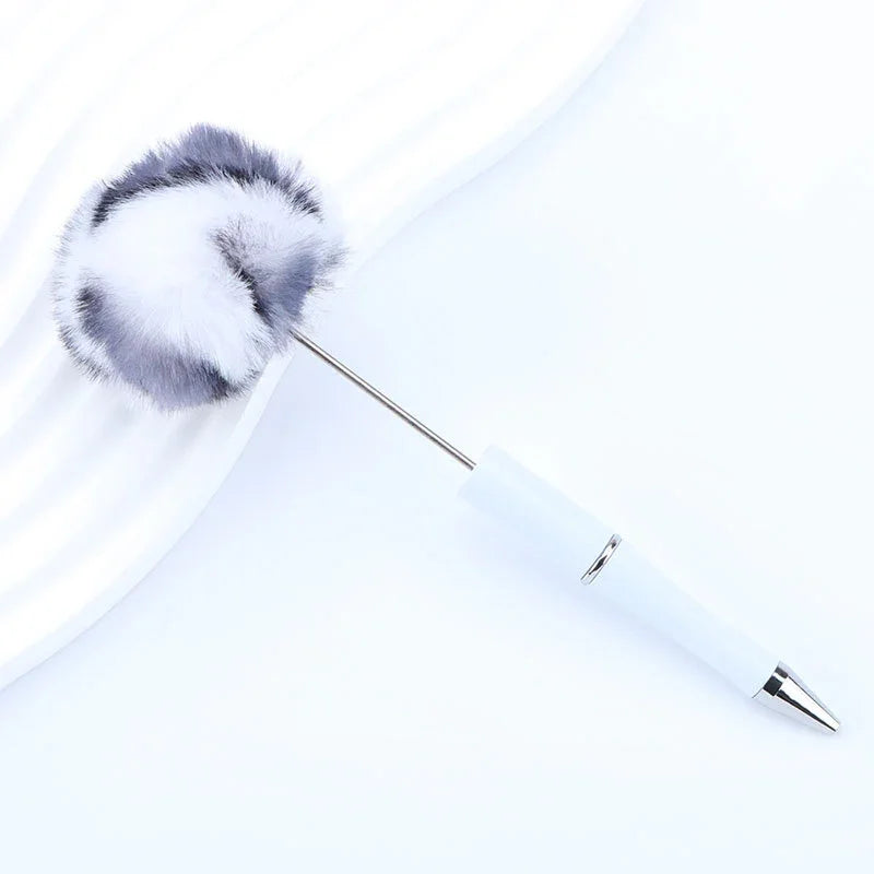 Long hair ball bead pen ins macaron color furry rotating ballpoint pen | DIY Beadable Pen Craft Gift Idea