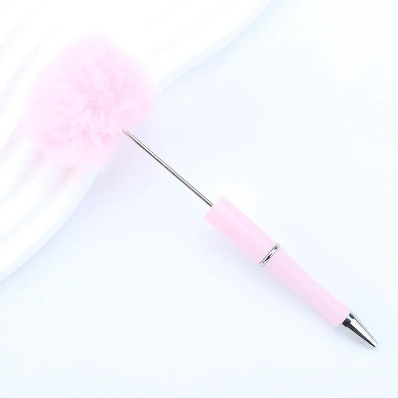 Long hair ball bead pen ins macaron color furry rotating ballpoint pen | DIY Beadable Pen Craft Gift Idea