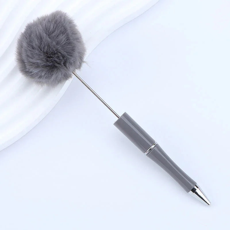Long hair ball bead pen ins macaron color furry rotating ballpoint pen | DIY Beadable Pen Craft Gift Idea